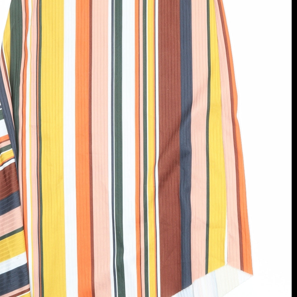 Zara Womens Multicoloured Striped Polyester Swing Skirt Size S