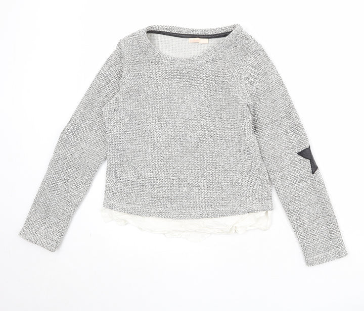 Bershka Womens Grey Boat Neck Acrylic Pullover Jumper Size M