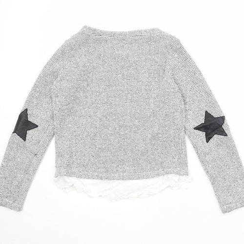 Bershka Womens Grey Boat Neck Acrylic Pullover Jumper Size M