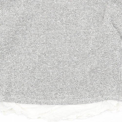 Bershka Womens Grey Boat Neck Acrylic Pullover Jumper Size M