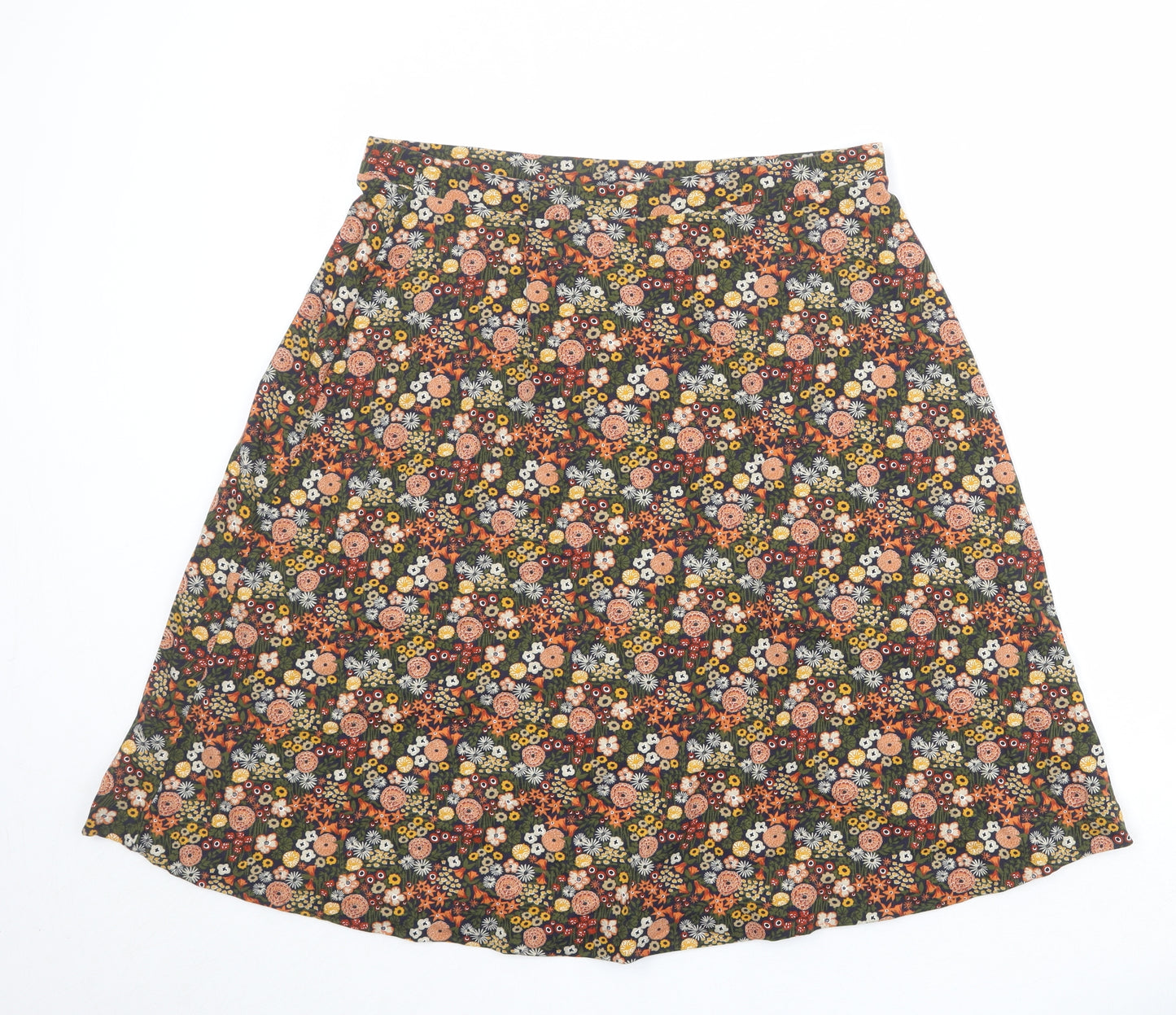 Seasalt Womens Multicoloured Geometric Cotton Swing Skirt Size 16