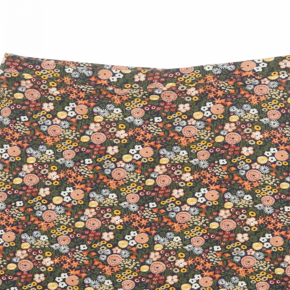 Seasalt Womens Multicoloured Geometric Cotton Swing Skirt Size 16