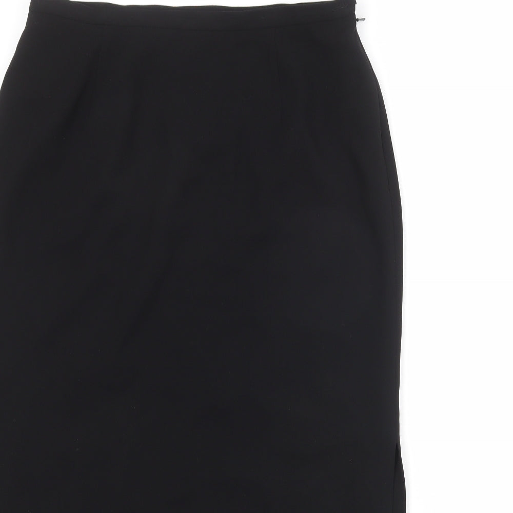 Anne Brooks Womens Black Polyester A-Line Skirt Size 14 Zip