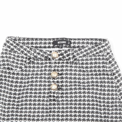 Missguided Womens Black Geometric Cotton A-Line Skirt Size 6 Zip