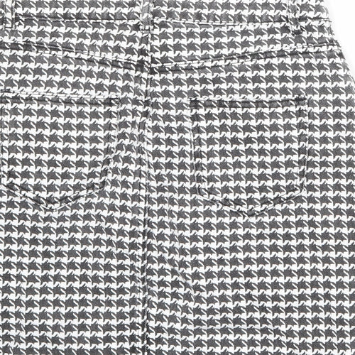 Missguided Womens Black Geometric Cotton A-Line Skirt Size 6 Zip