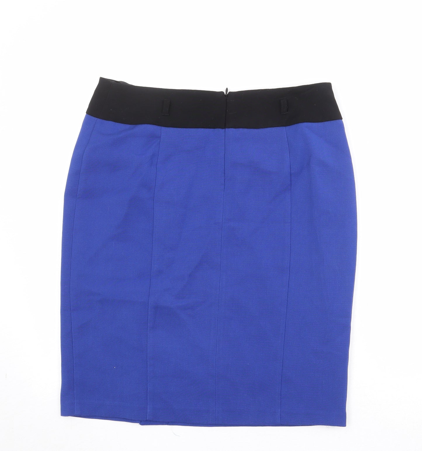 Marks and Spencer Womens Blue Polyester A-Line Skirt Size 14 Zip