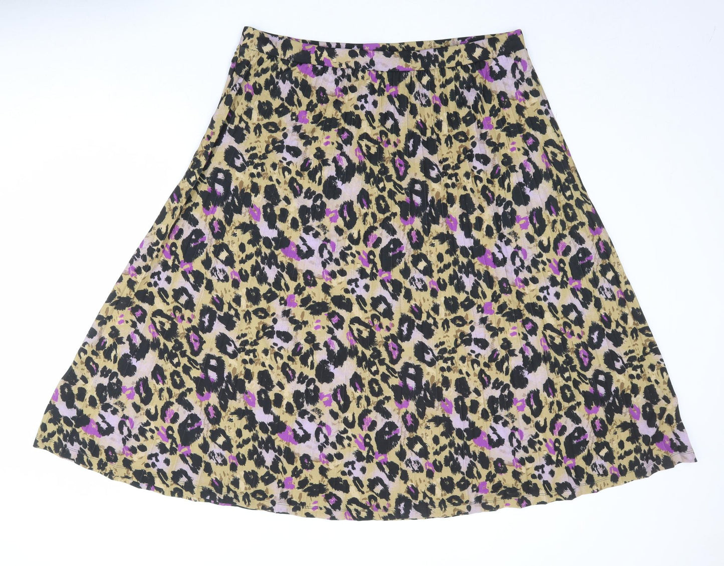 Marks and Spencer Womens Brown Animal Print Polyester Pleated Skirt Size 20 - Leopard Pattern