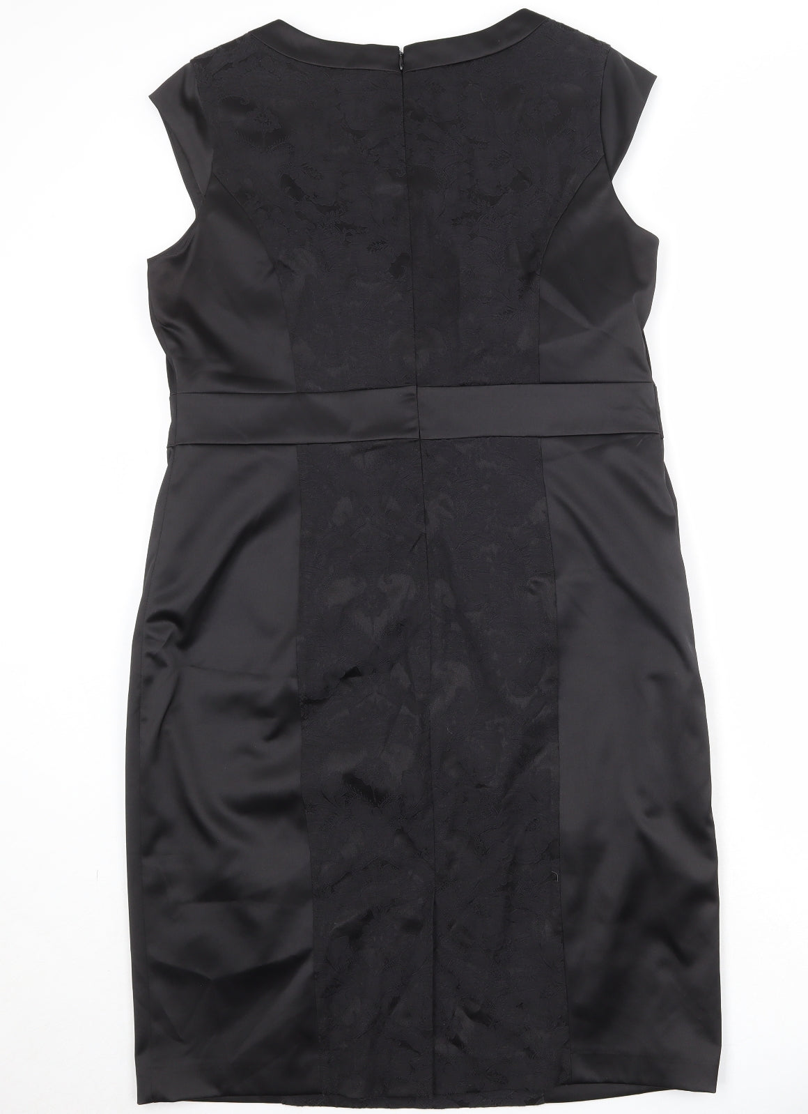 David Emanuel Womens Black Cotton A-Line Size 18 Round Neck Zip