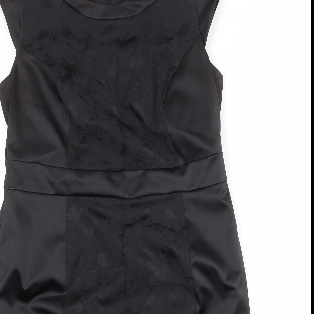 David Emanuel Womens Black Cotton A-Line Size 18 Round Neck Zip