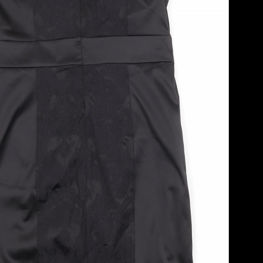 David Emanuel Womens Black Cotton A-Line Size 18 Round Neck Zip