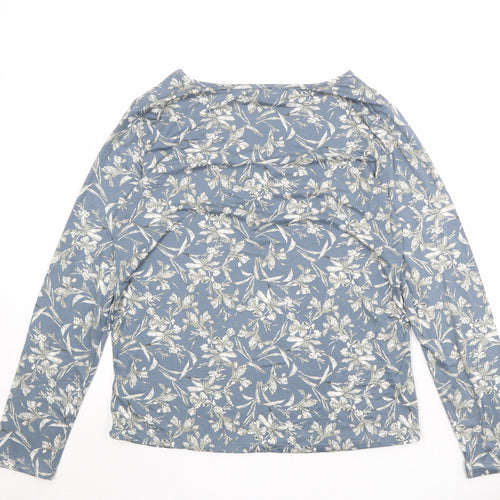 Mis/ Womens Blue Geometric Polyester Basic Blouse Size 14 V-Neck - Lace Details