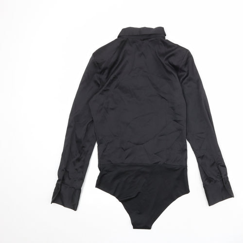 Zara Womens Black Polyester Bodysuit One-Piece Size XS Snap