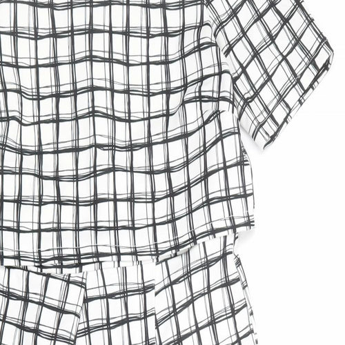 ASOS Womens White Check Polyester Shift Size 12 Round Neck Zip