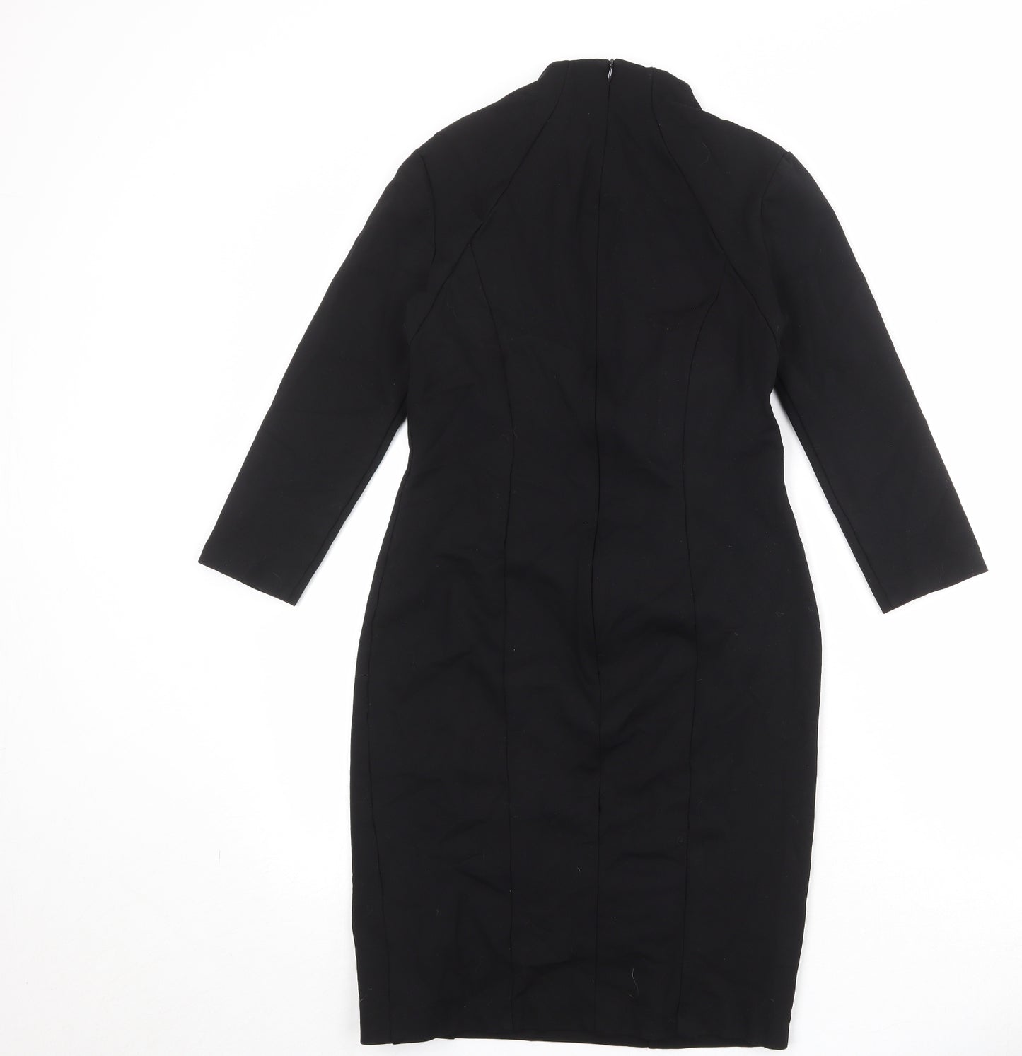 Julien Macdonald Womens Black Viscose A-Line Size 10 Round Neck Zip