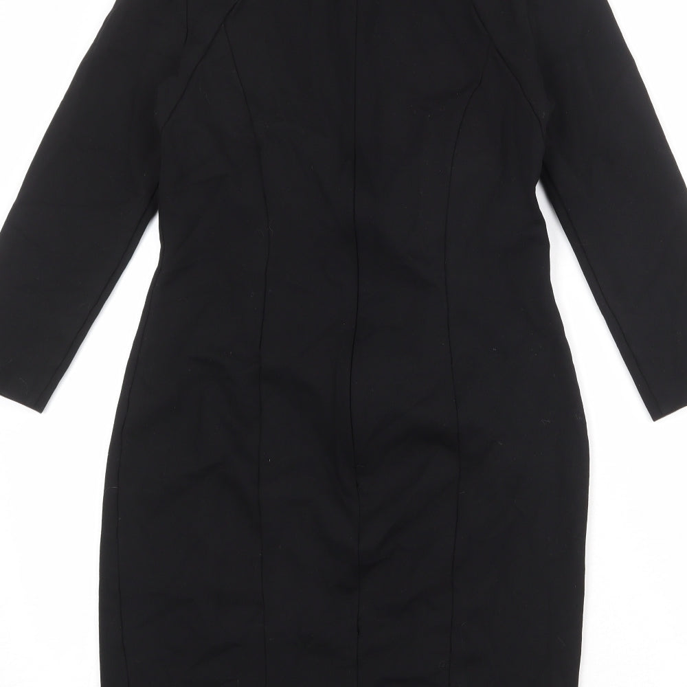Julien Macdonald Womens Black Viscose A-Line Size 10 Round Neck Zip