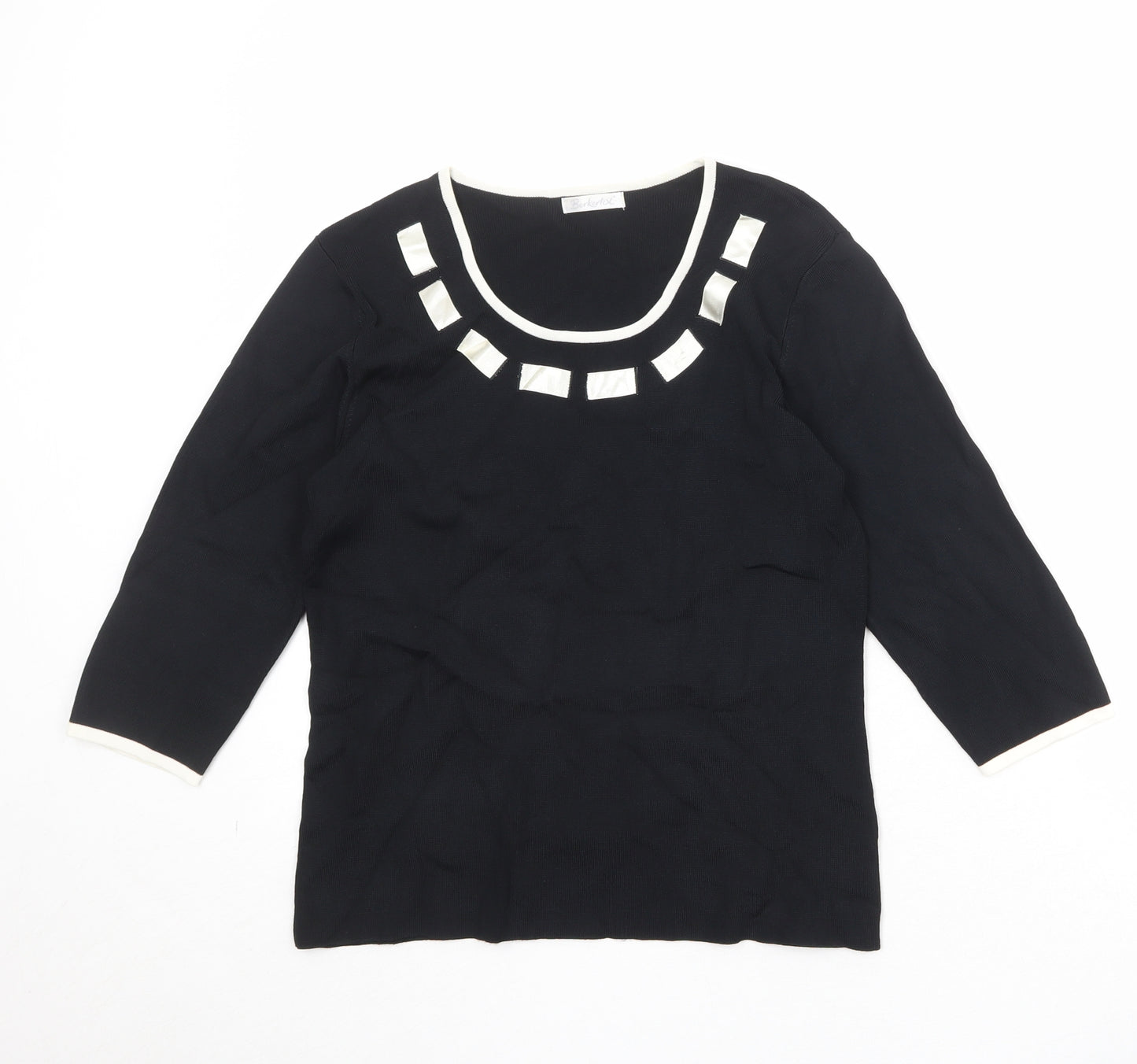 Berkertex Womens Black Round Neck Viscose Pullover Jumper Size 14
