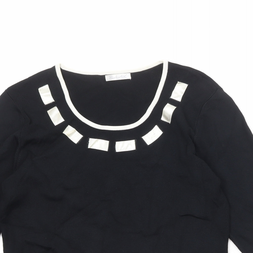 Berkertex Womens Black Round Neck Viscose Pullover Jumper Size 14