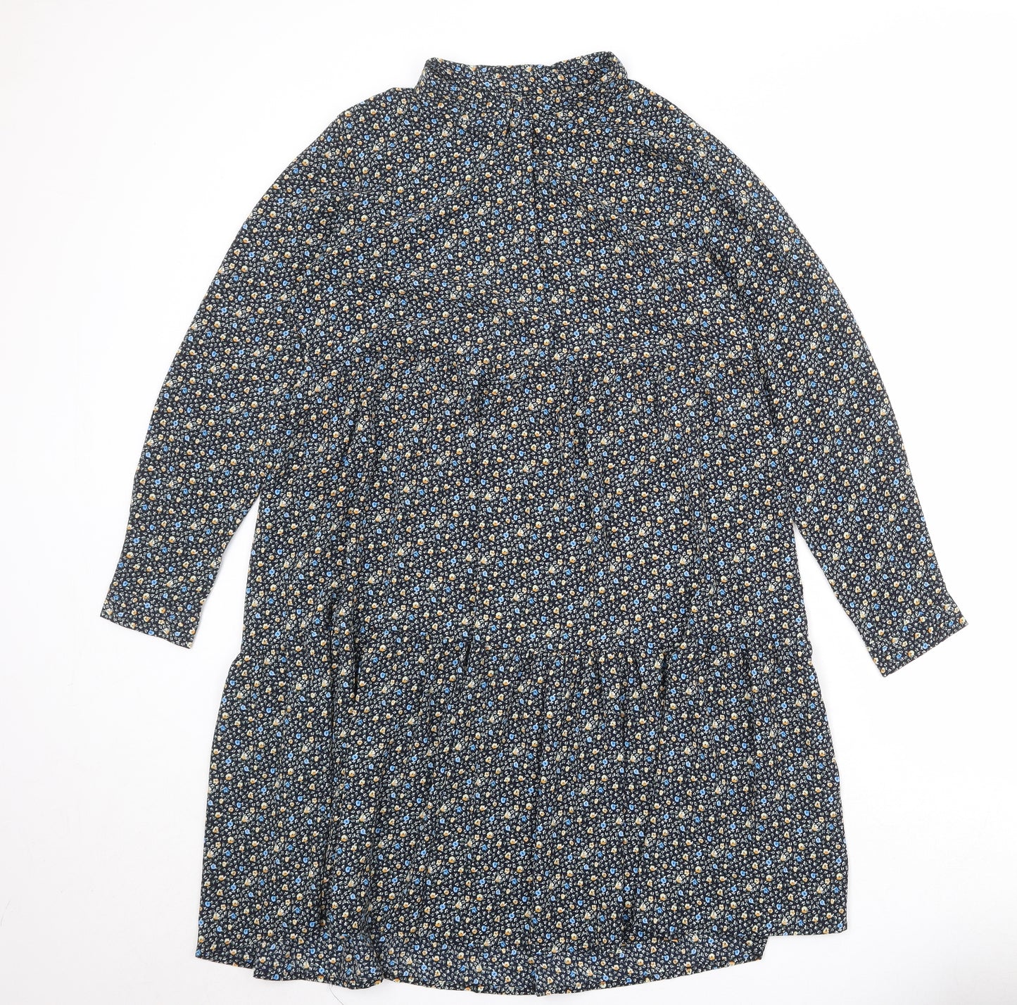 Jaqueline de Yong Womens Multicoloured Geometric Polyester Shirt Dress Size 12 Collared Button