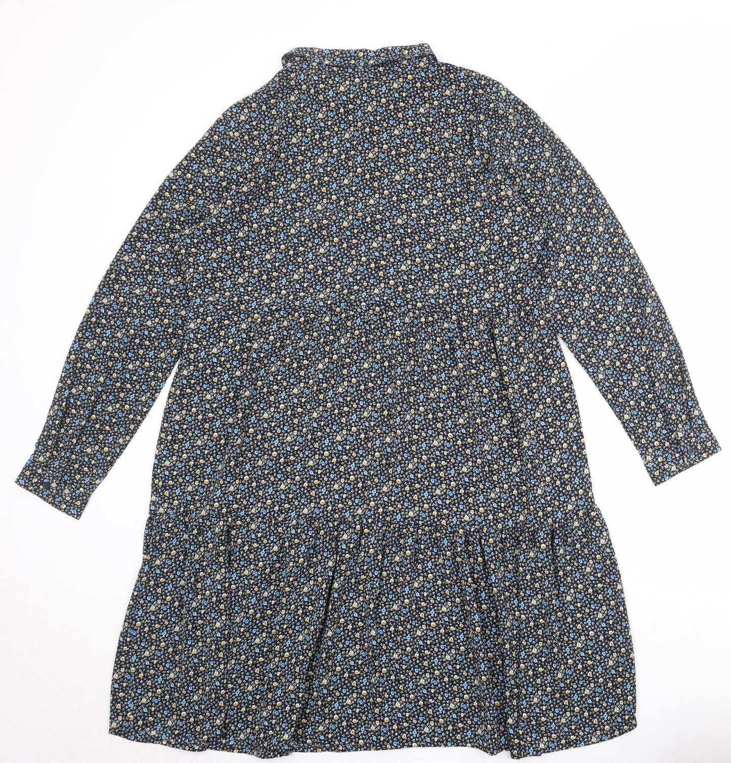 Jaqueline de Yong Womens Multicoloured Geometric Polyester Shirt Dress Size 12 Collared Button