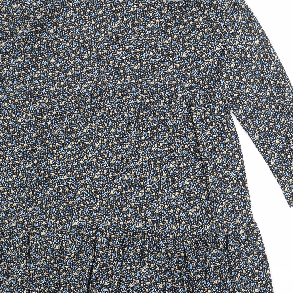 Jaqueline de Yong Womens Multicoloured Geometric Polyester Shirt Dress Size 12 Collared Button