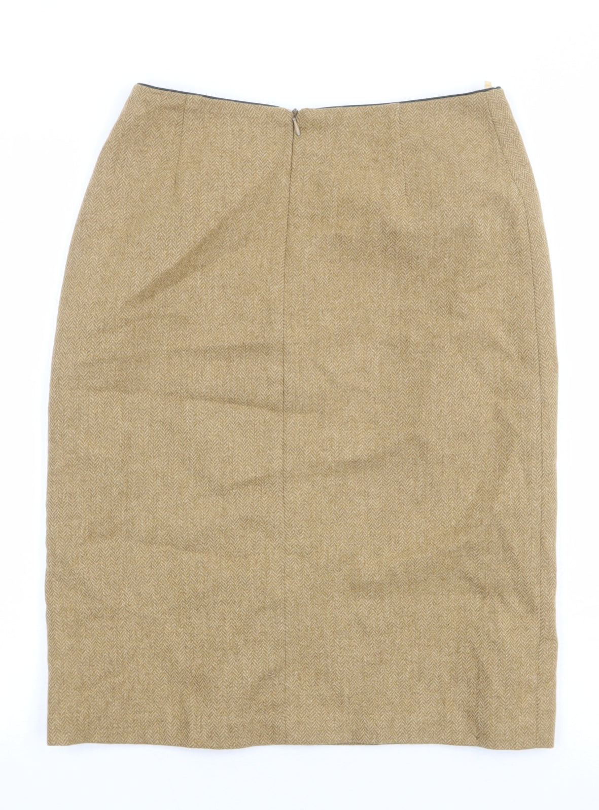 Racing Green Womens Brown Herringbone Wool A-Line Skirt Size 10 Zip