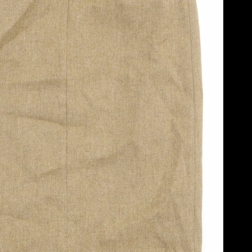 Racing Green Womens Brown Herringbone Wool A-Line Skirt Size 10 Zip