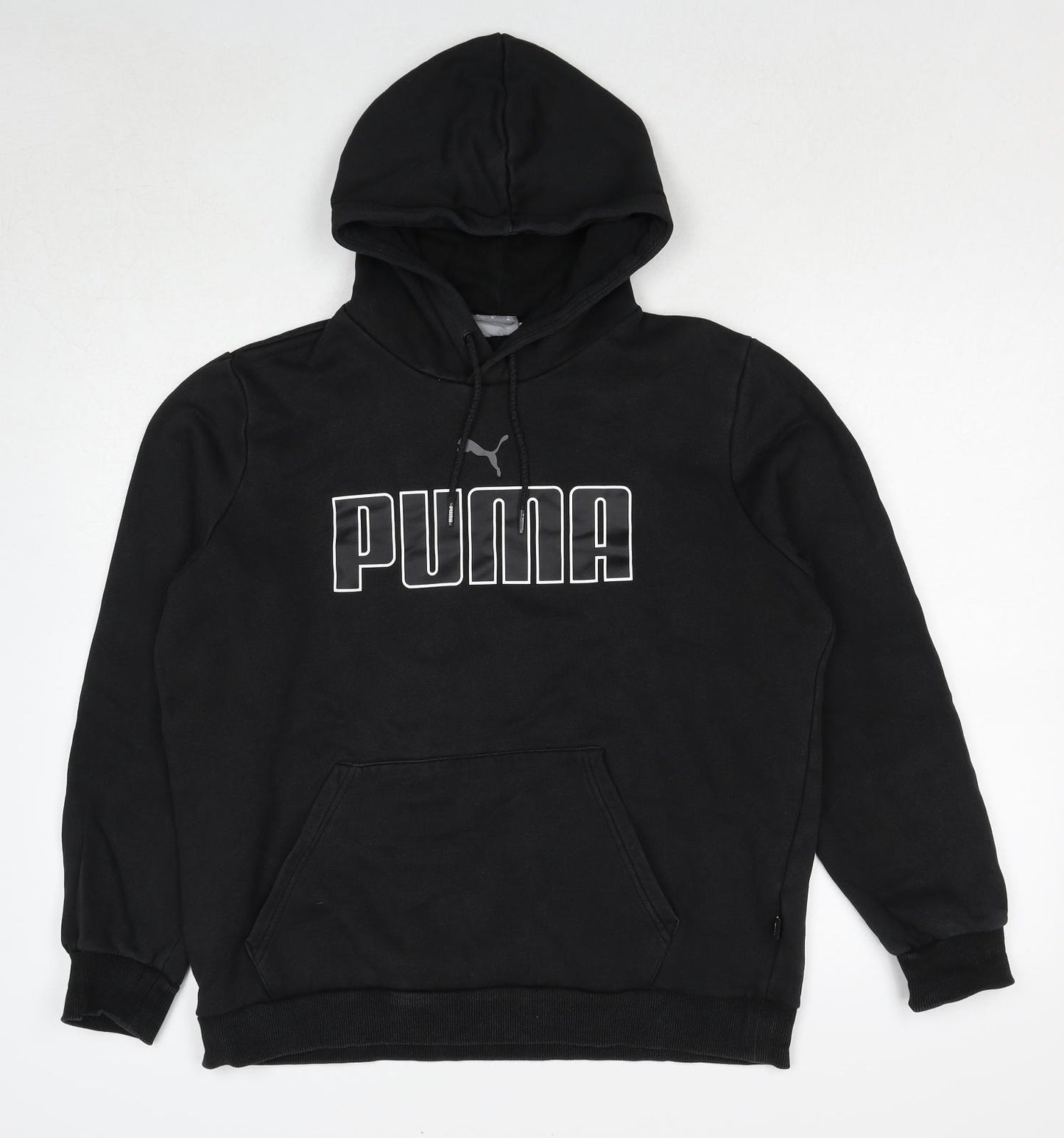 PUMA Mens Black Cotton Pullover Hoodie Size M