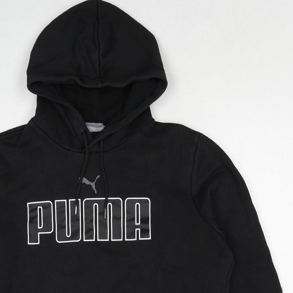 PUMA Mens Black Cotton Pullover Hoodie Size M