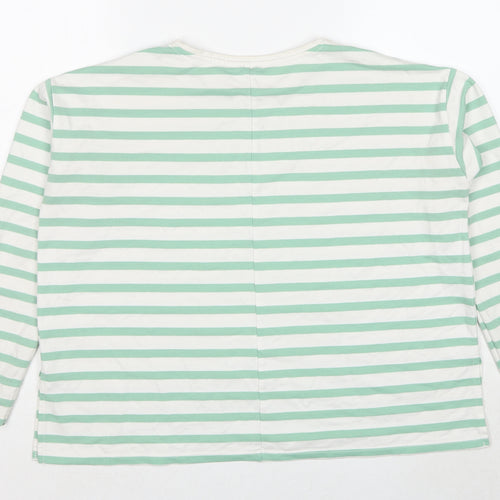 ASOS Womens White Striped Cotton Pullover Sweatshirt Size 10 Pullover