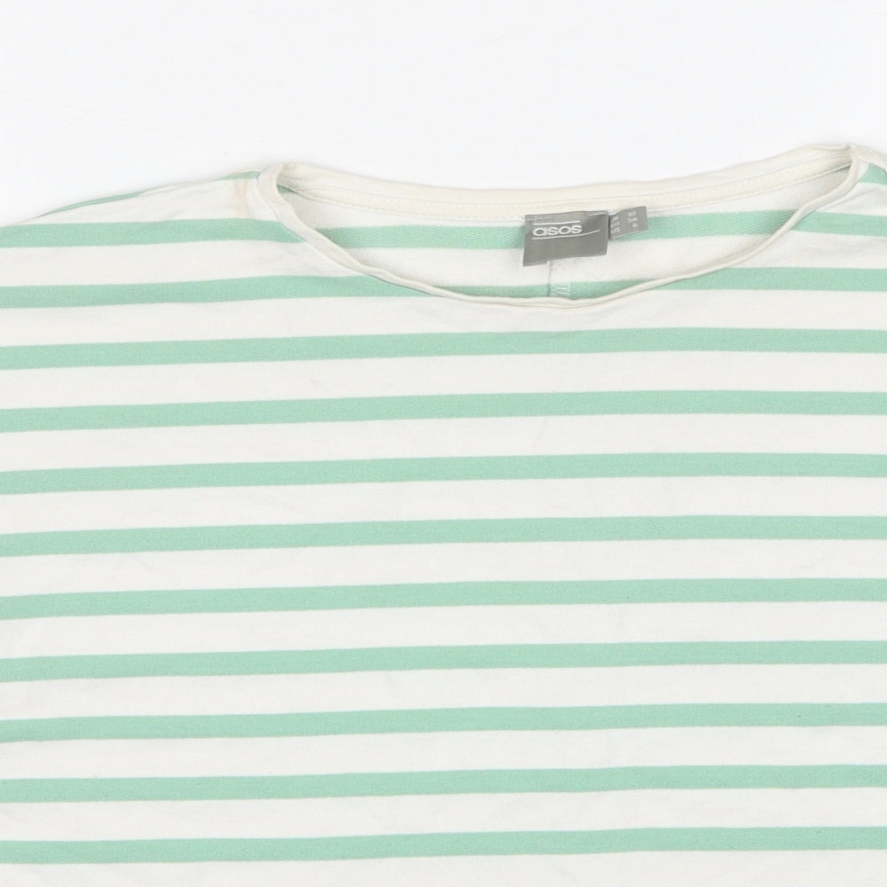 ASOS Womens White Striped Cotton Pullover Sweatshirt Size 10 Pullover