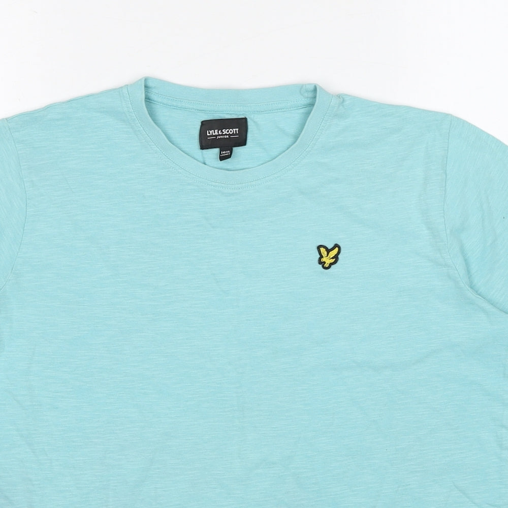 Lyle & Scott Boys Blue Cotton Pullover T-Shirt Size 14-15 Years Crew Neck Pullover