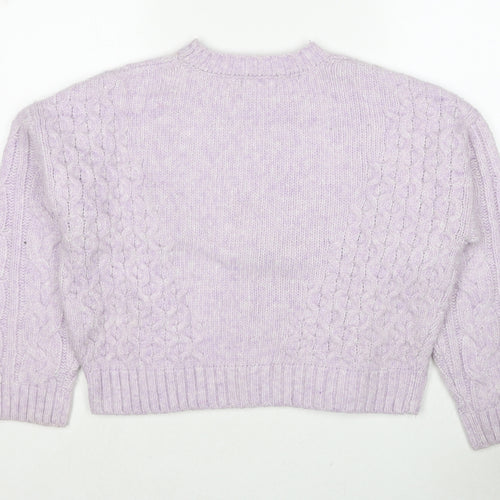 Brave Soul Womens Purple Round Neck Polyester Pullover Jumper Size S