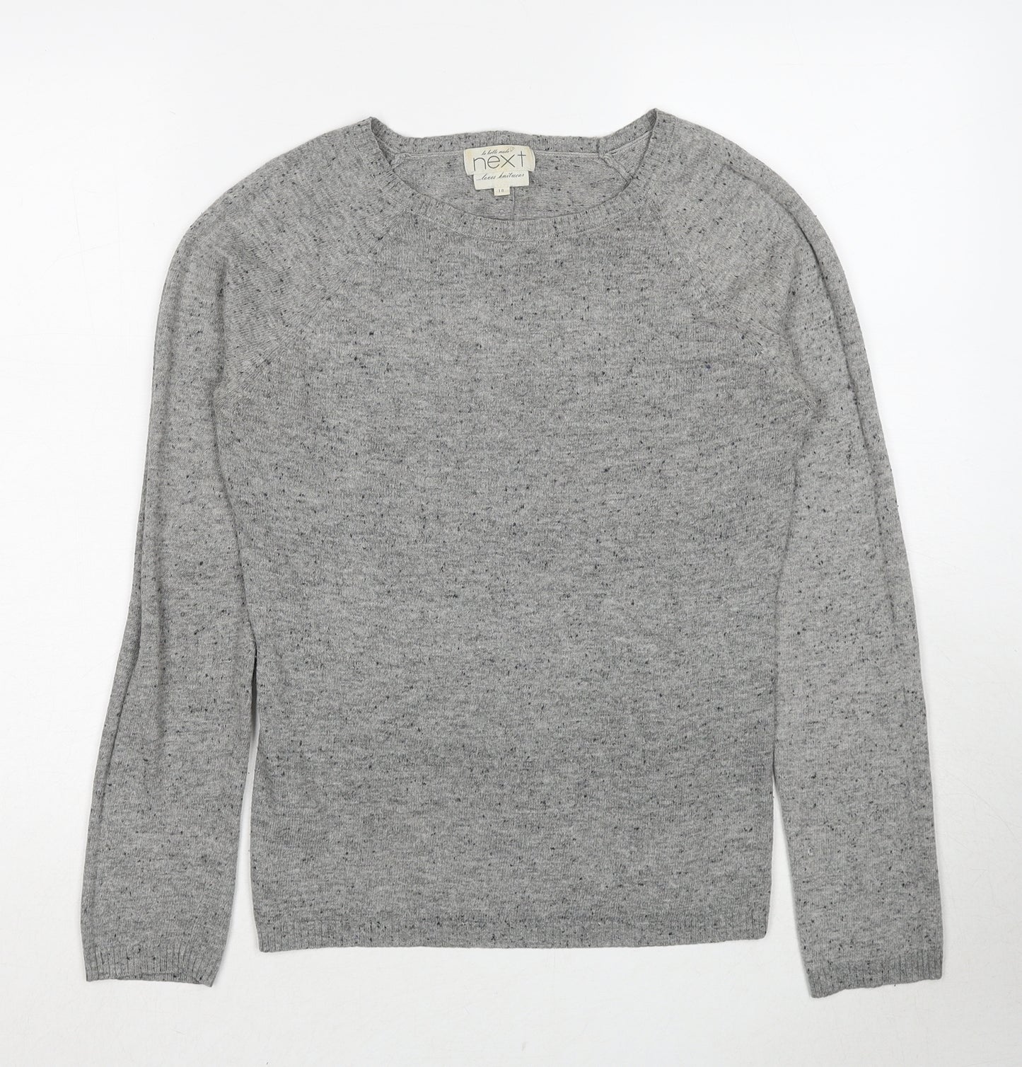NEXT Womens Grey Round Neck Acrylic Pullover Jumper Size 10