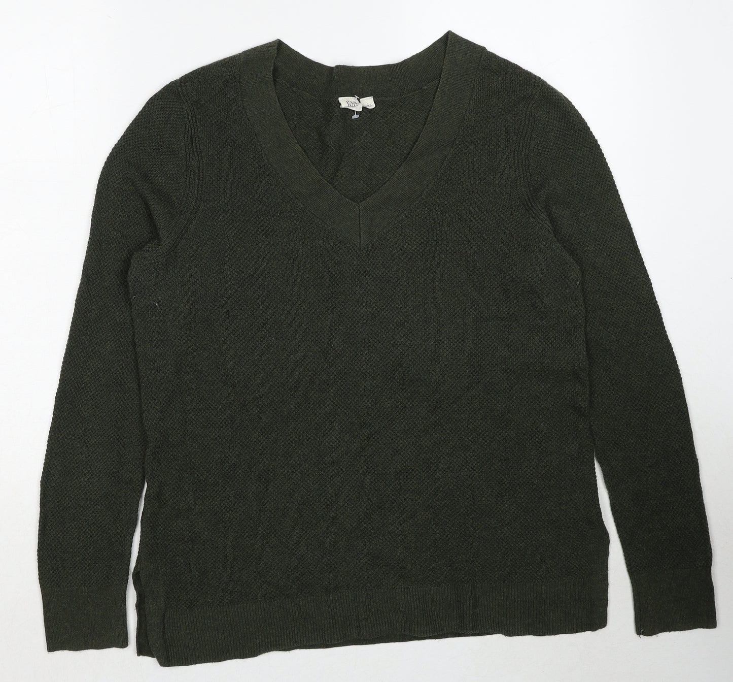 Gap Womens Green V-Neck Cotton Pullover Jumper Size L