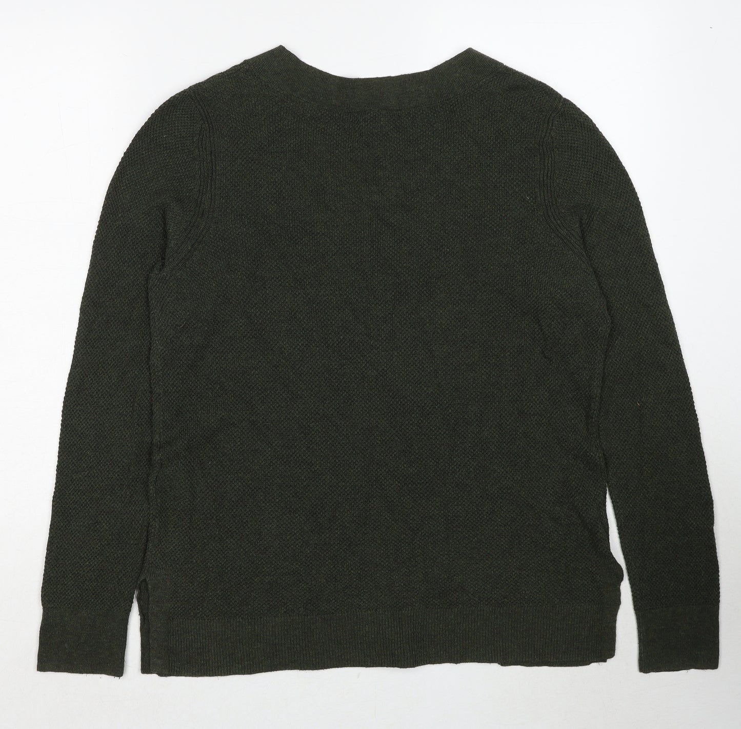 Gap Womens Green V-Neck Cotton Pullover Jumper Size L