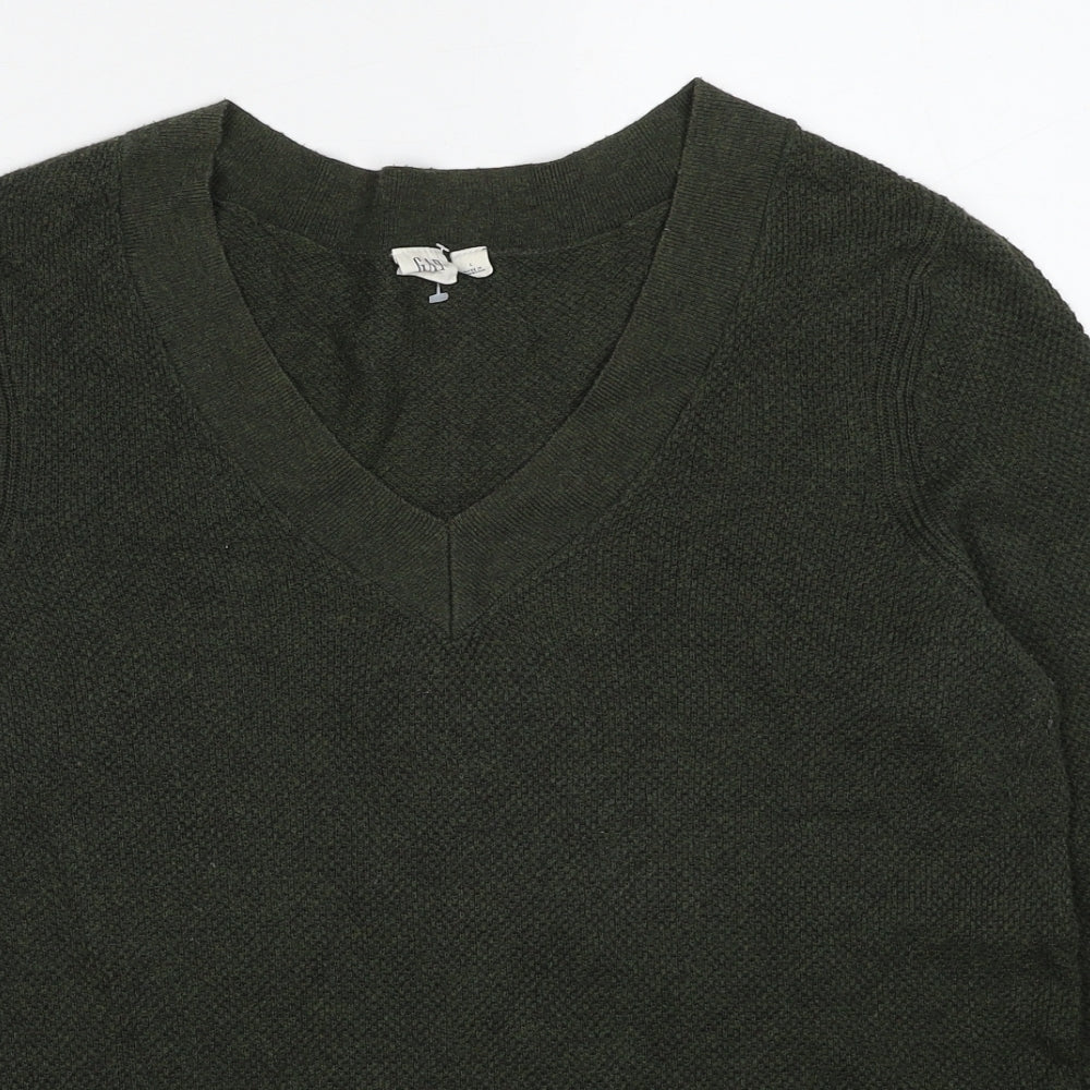 Gap Womens Green V-Neck Cotton Pullover Jumper Size L