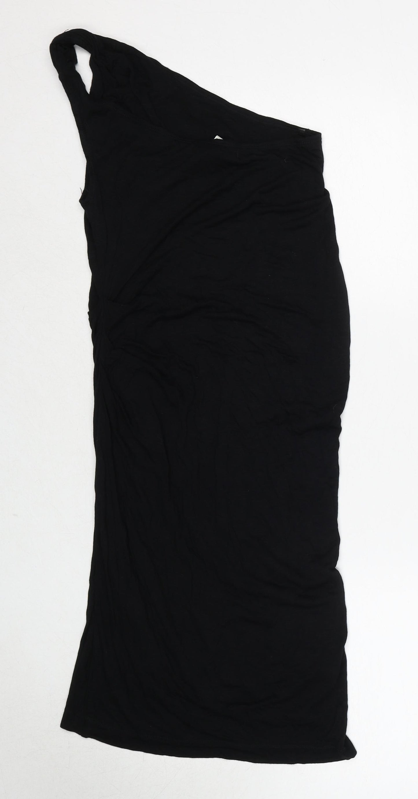 Max Studio Womens Black Viscose Sheath Size XS One Shoulder Pullover