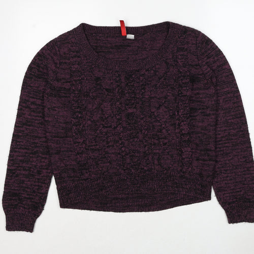 Divided by H&M Womens Purple Round Neck Cotton Pullover Jumper Size 12