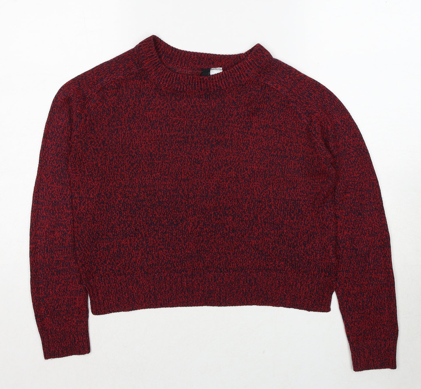 Divided by H&M Womens Red Round Neck Acrylic Pullover Jumper Size XS