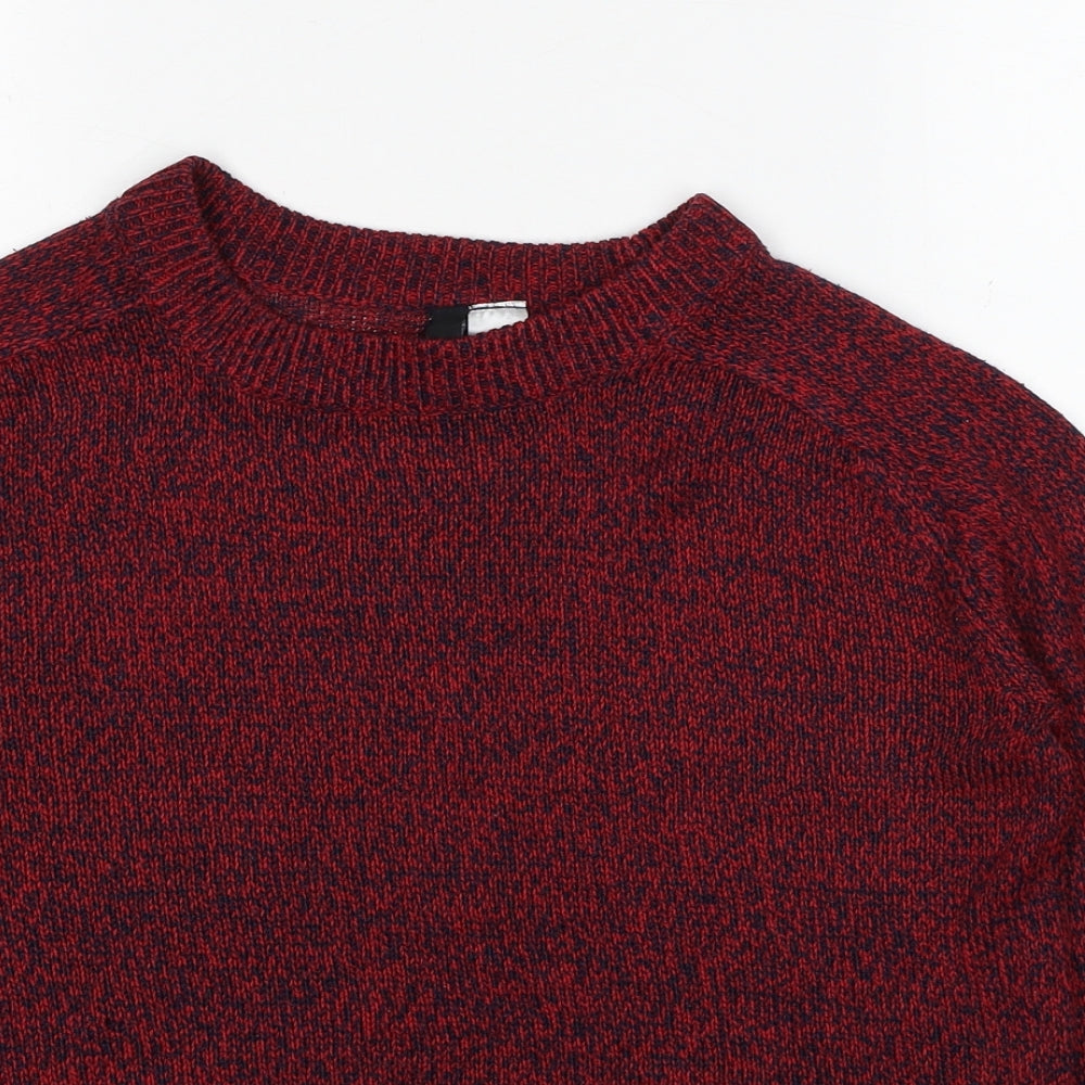 Divided by H&M Womens Red Round Neck Acrylic Pullover Jumper Size XS