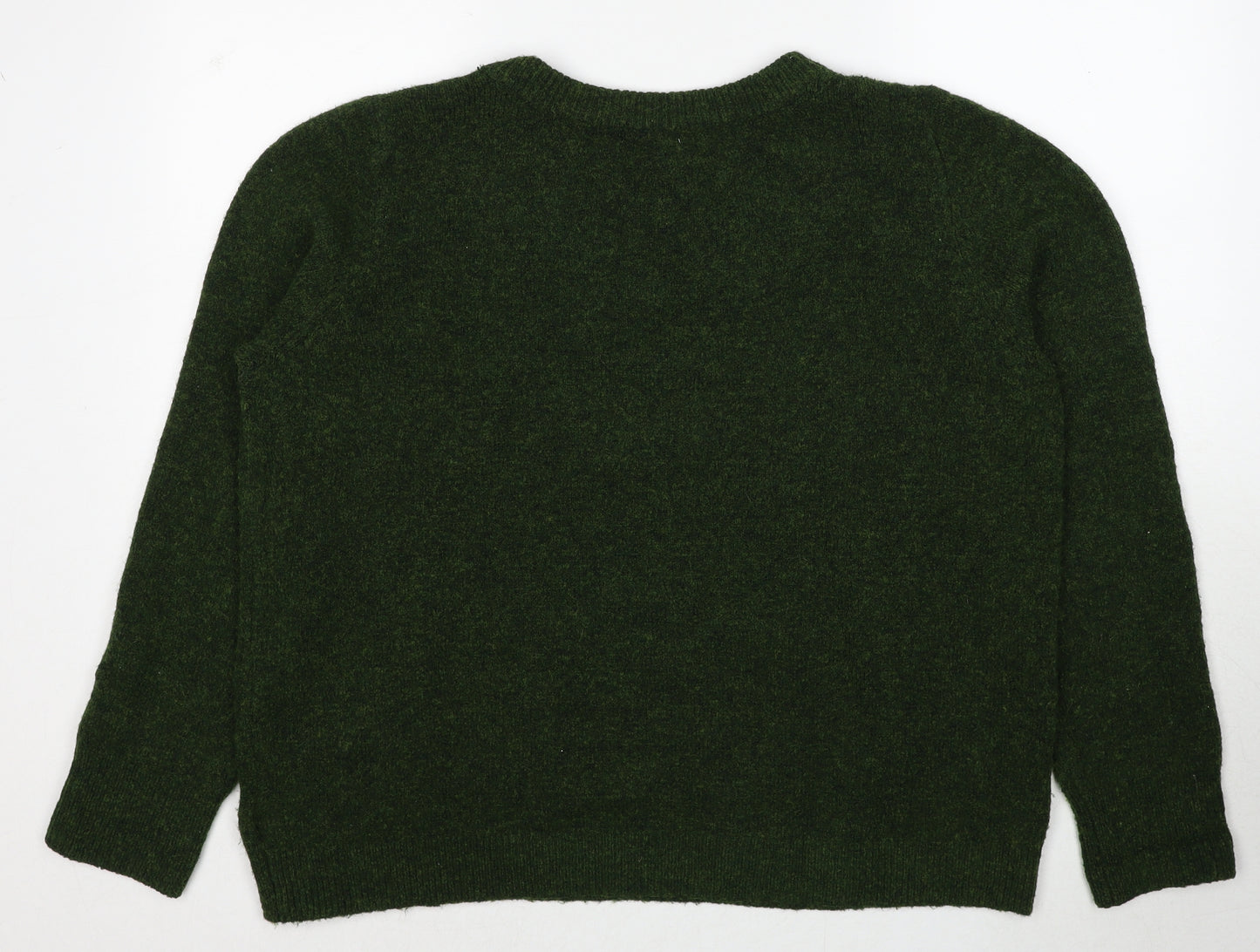 H&M Womens Green Round Neck Acrylic Pullover Jumper Size L