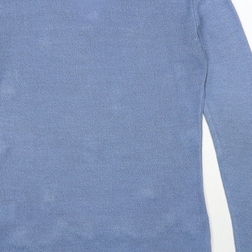 Bonmarché Womens Blue V-Neck Acrylic Pullover Jumper Size S - Size S/M