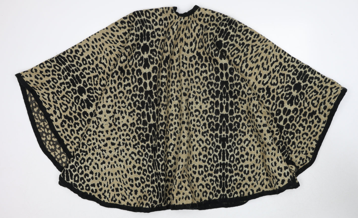 Warehouse Womens Beige V-Neck Animal Print Acrylic Pullover Jumper One Size - Leopard Pattern