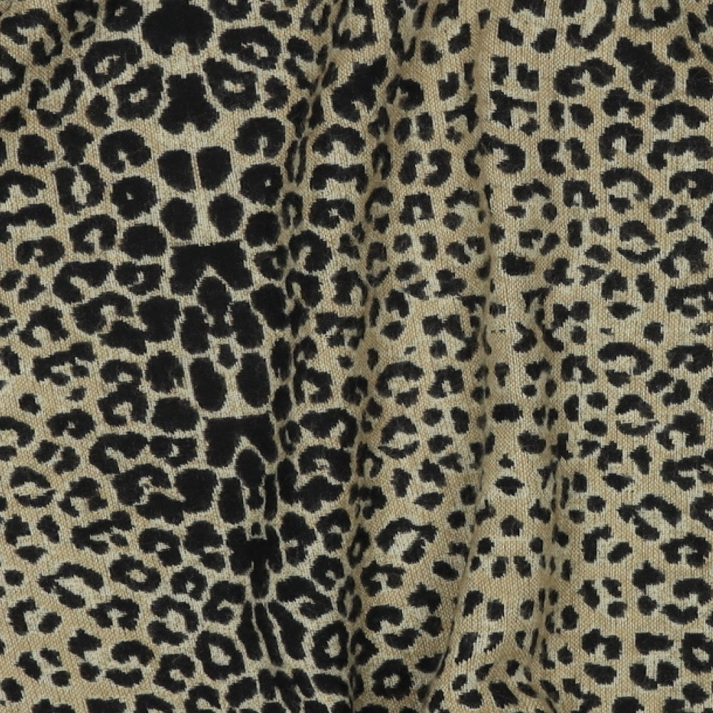Warehouse Womens Beige V-Neck Animal Print Acrylic Pullover Jumper One Size - Leopard Pattern