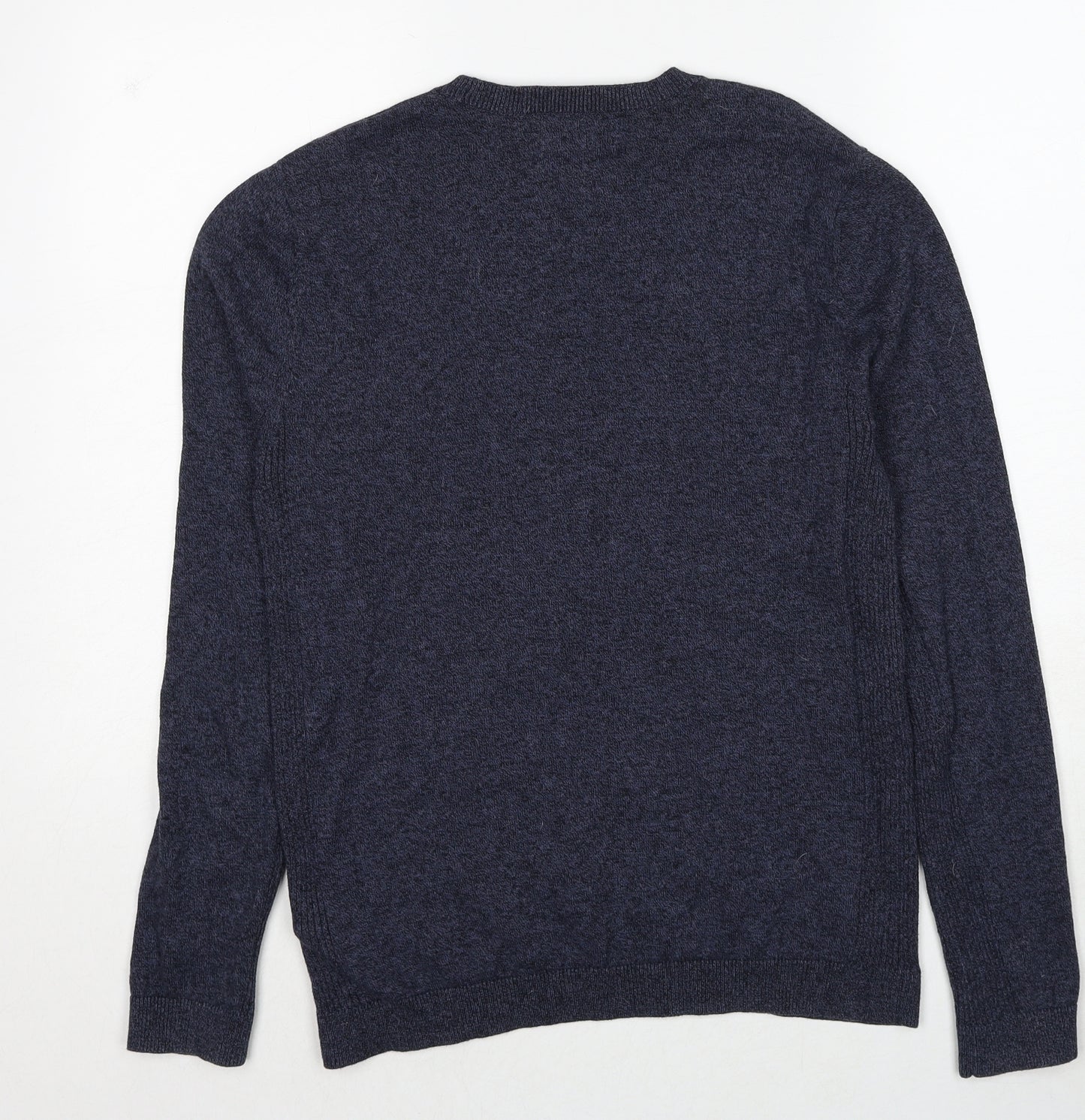 Topman Mens Blue Round Neck Cotton Pullover Jumper Size S Long Sleeve