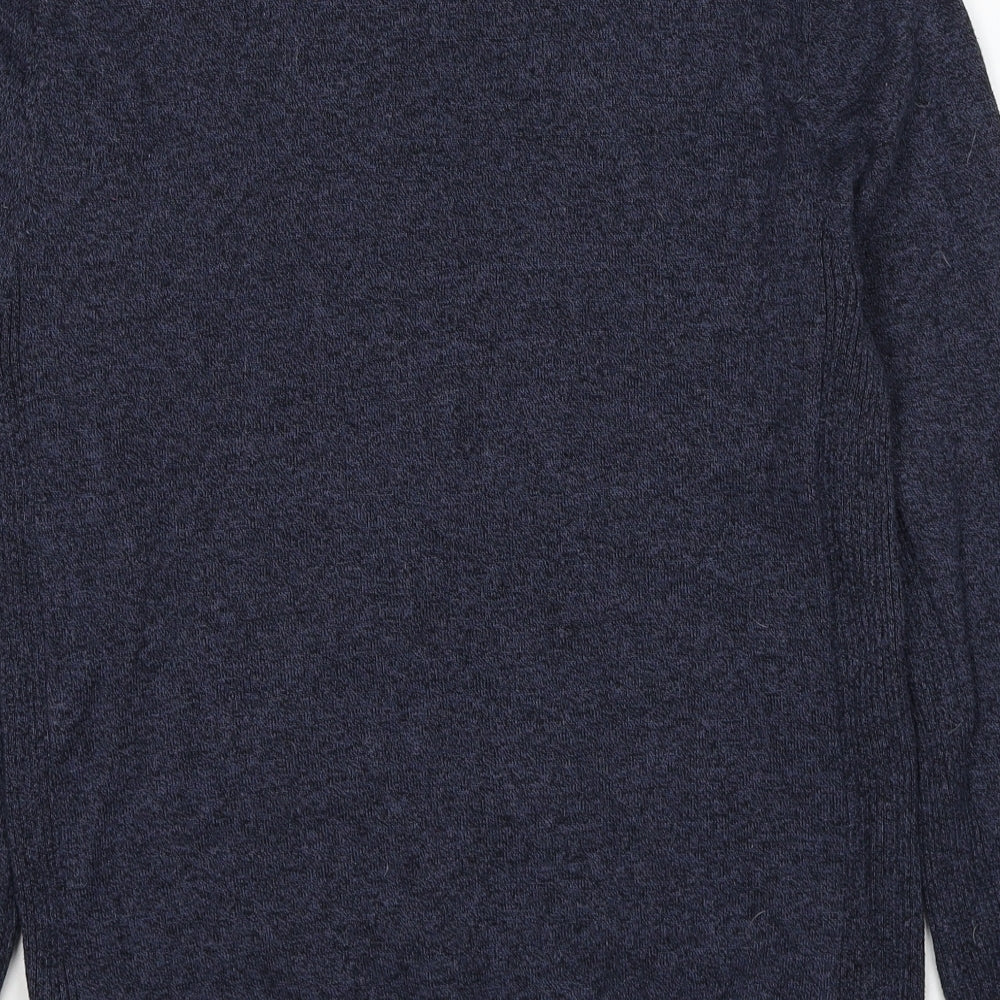 Topman Mens Blue Round Neck Cotton Pullover Jumper Size S Long Sleeve