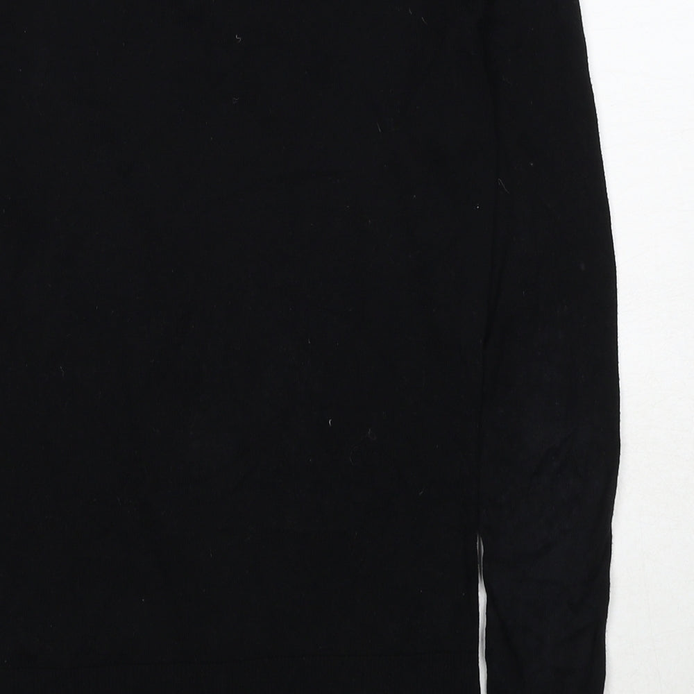 Oasis Womens Black V-Neck Cotton Cardigan Jumper Size XS - Lace Detail