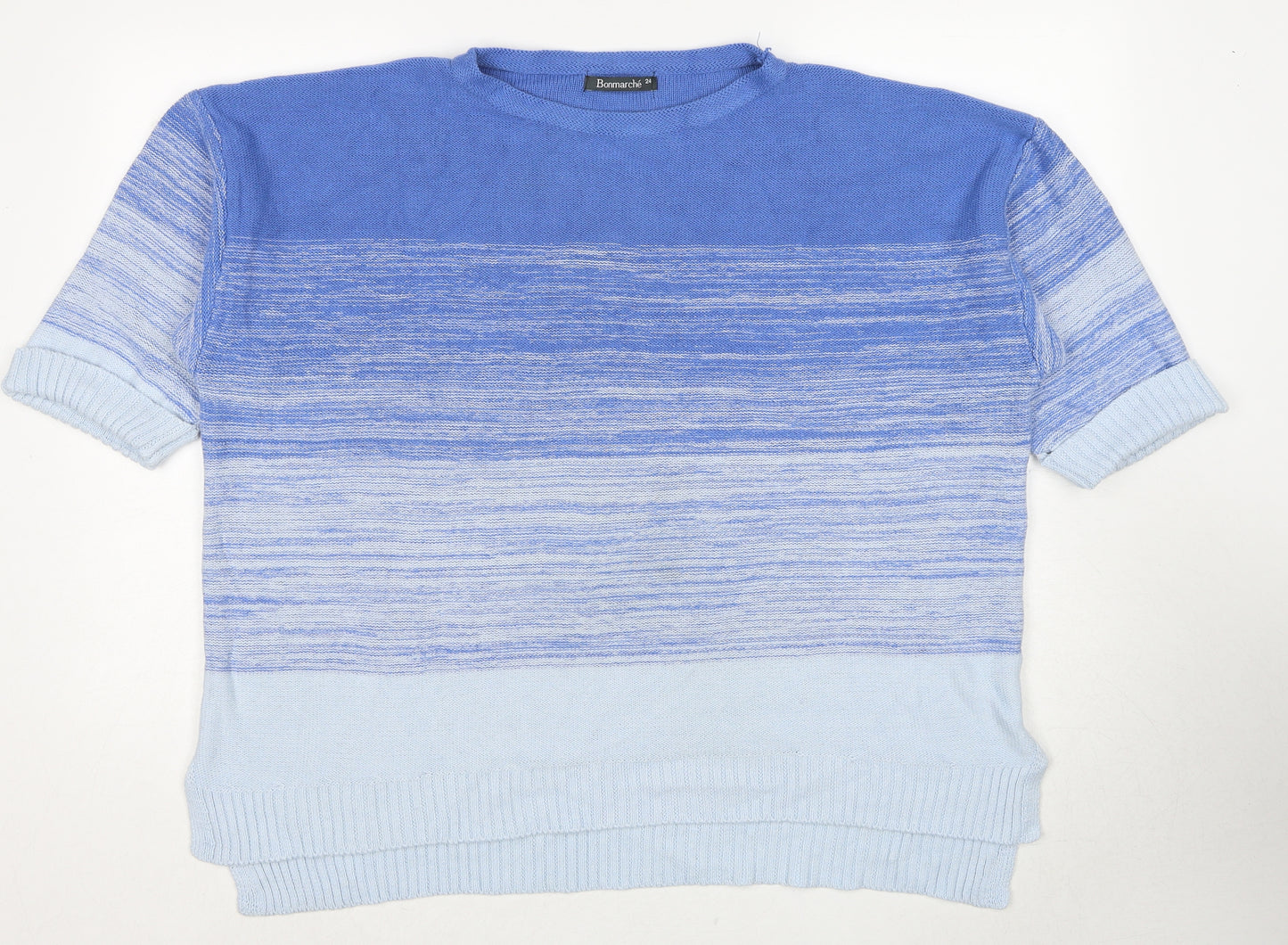 Bonmarché Womens Blue Round Neck Acrylic Pullover Jumper Size 24