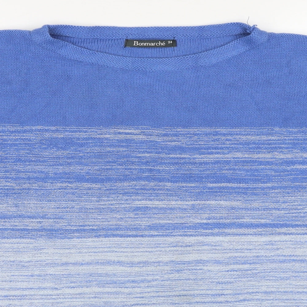 Bonmarché Womens Blue Round Neck Acrylic Pullover Jumper Size 24
