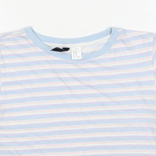 Divided by H&M Womens Multicoloured Striped Cotton Basic T-Shirt Size M Round Neck